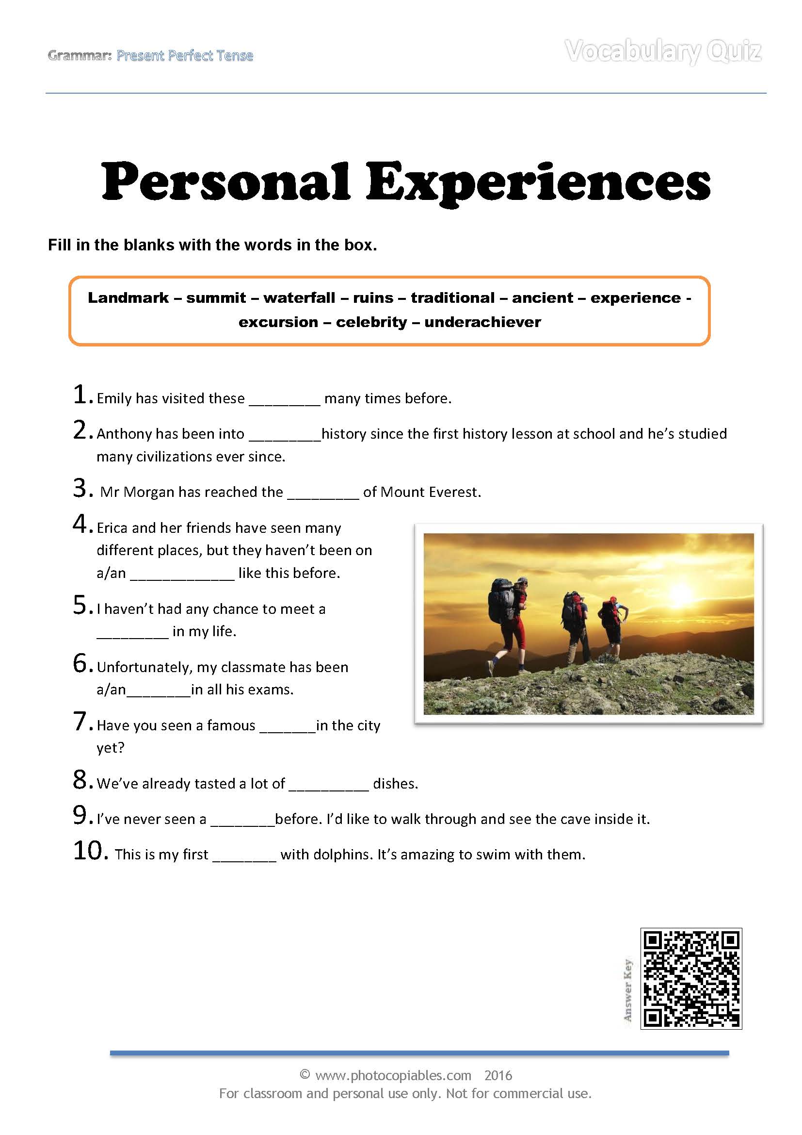 personal-experiences-vocabulary-quiz-photocopiables